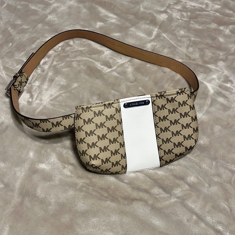 Michael Kors white logo belt bag